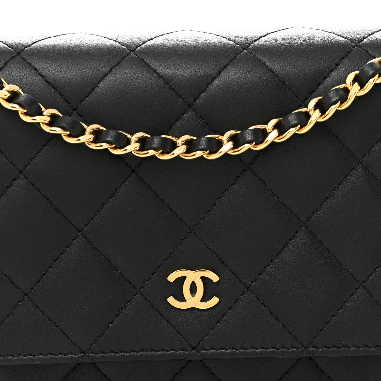 Chanel Lambskin Quilted Wallet On Chain WOC Black 9 of 11