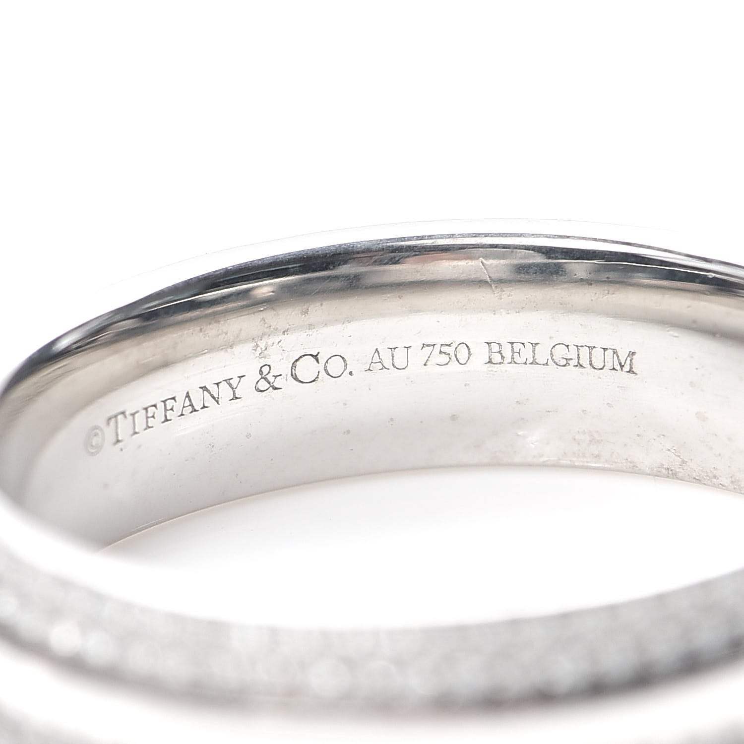 Tiffany 18K White Gold Diamond T Two Wide Ring 61 9.5 5 of 6