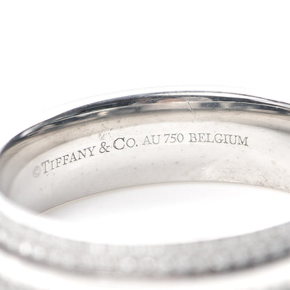 Tiffany 18K White Gold Diamond T Two Wide Ring 61 9.5 5 of 6