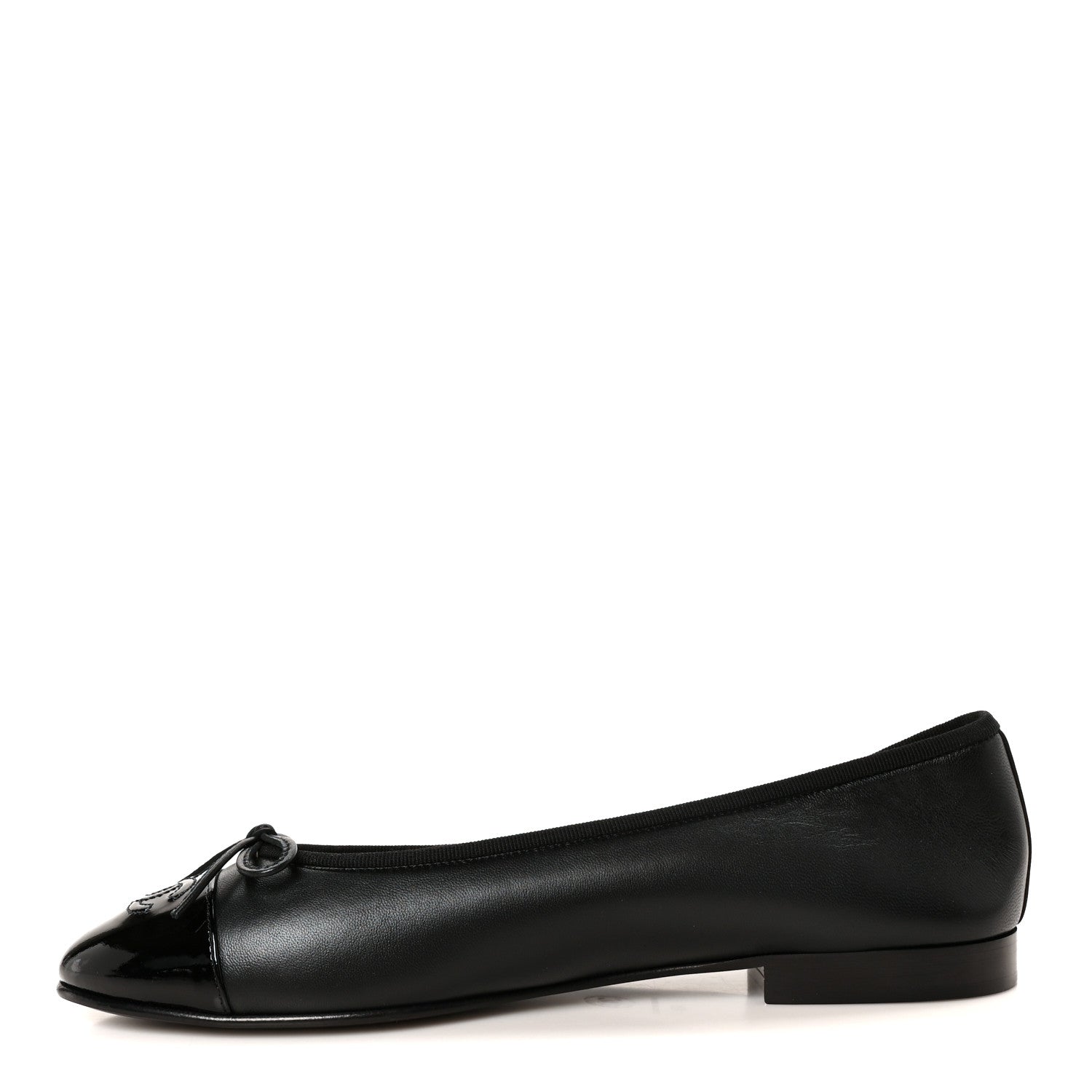 Chanel Lambskin Patent Cap Toe Ballerina Flats 40 Black 1 of 10