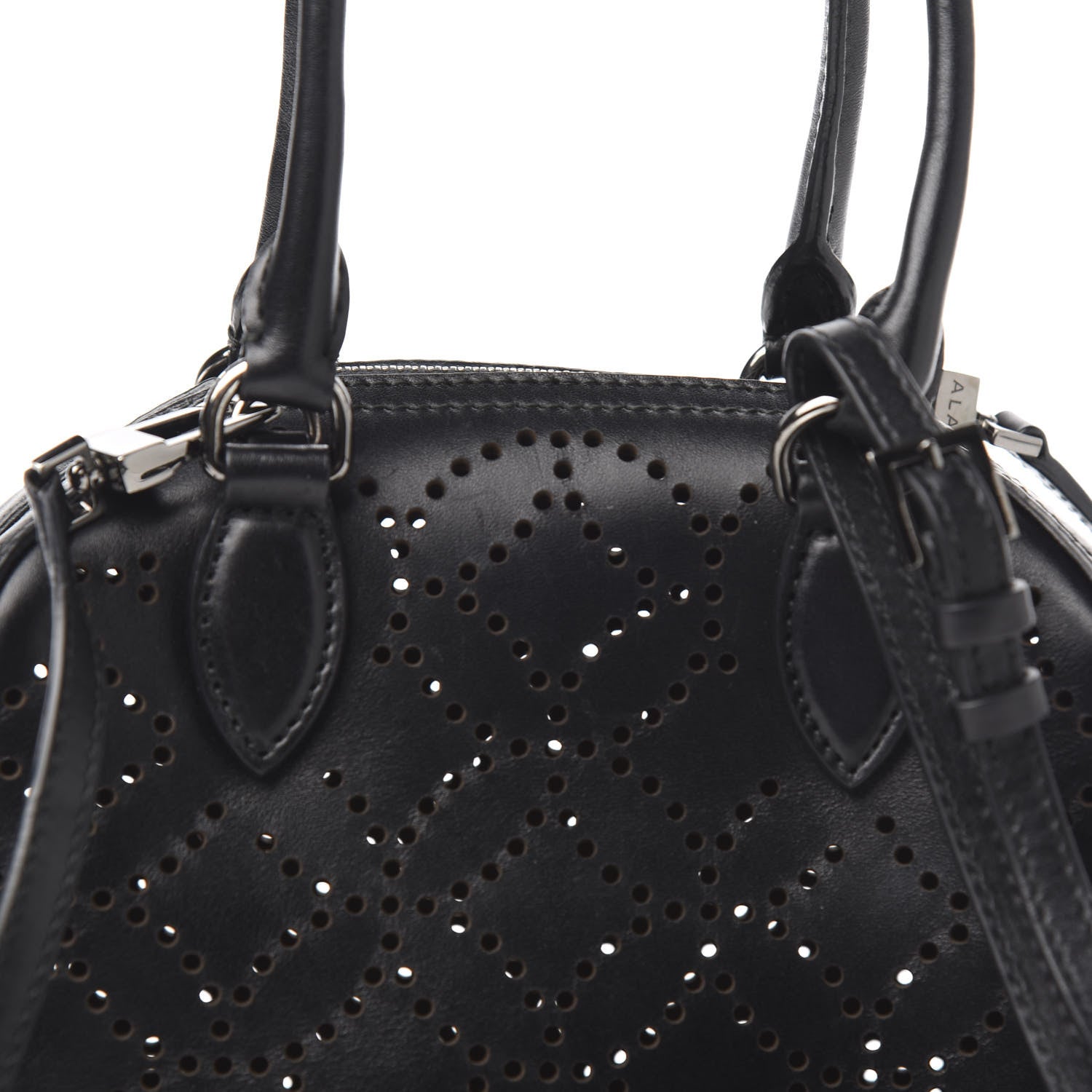 Alaia Calfskin Lux Laser Cut Arabesque Dome Bag Black 8 of 8