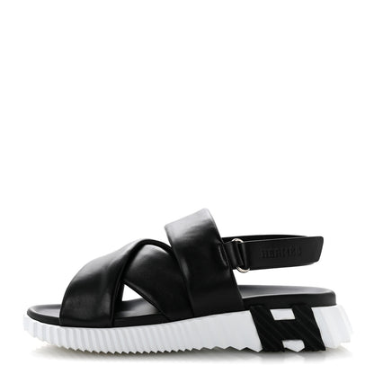Hermes Calfskin Womens Electric Sandals 38.5 Black 1 of 10