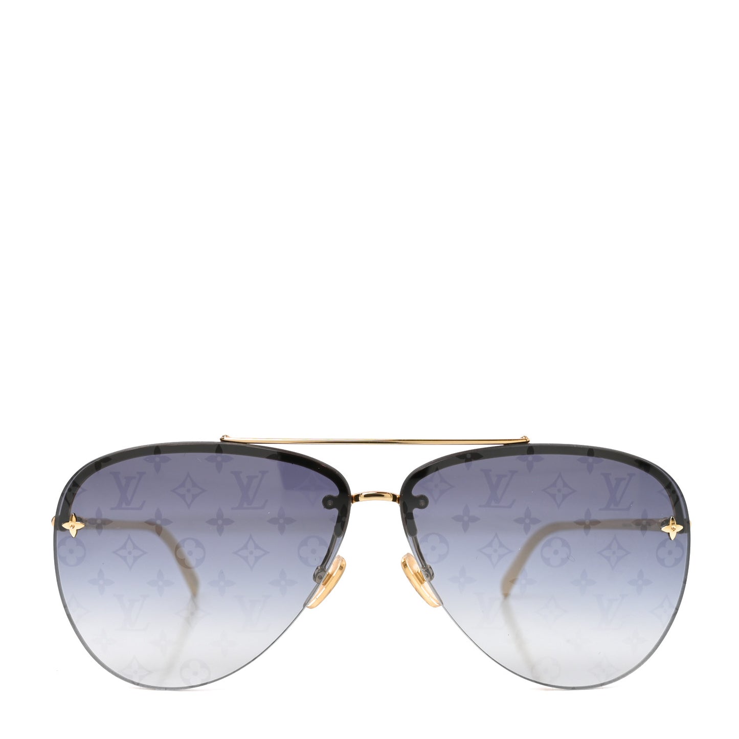Metal Monogram LV Pilot Light Sunglasses Z1914U Gold Dark Gun