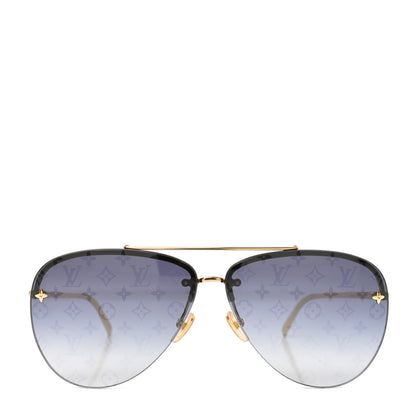 Louis Vuitton Metal Monogram LV Pilot Light Sunglasses Z1914U Gold Dark Gun 2 of 7