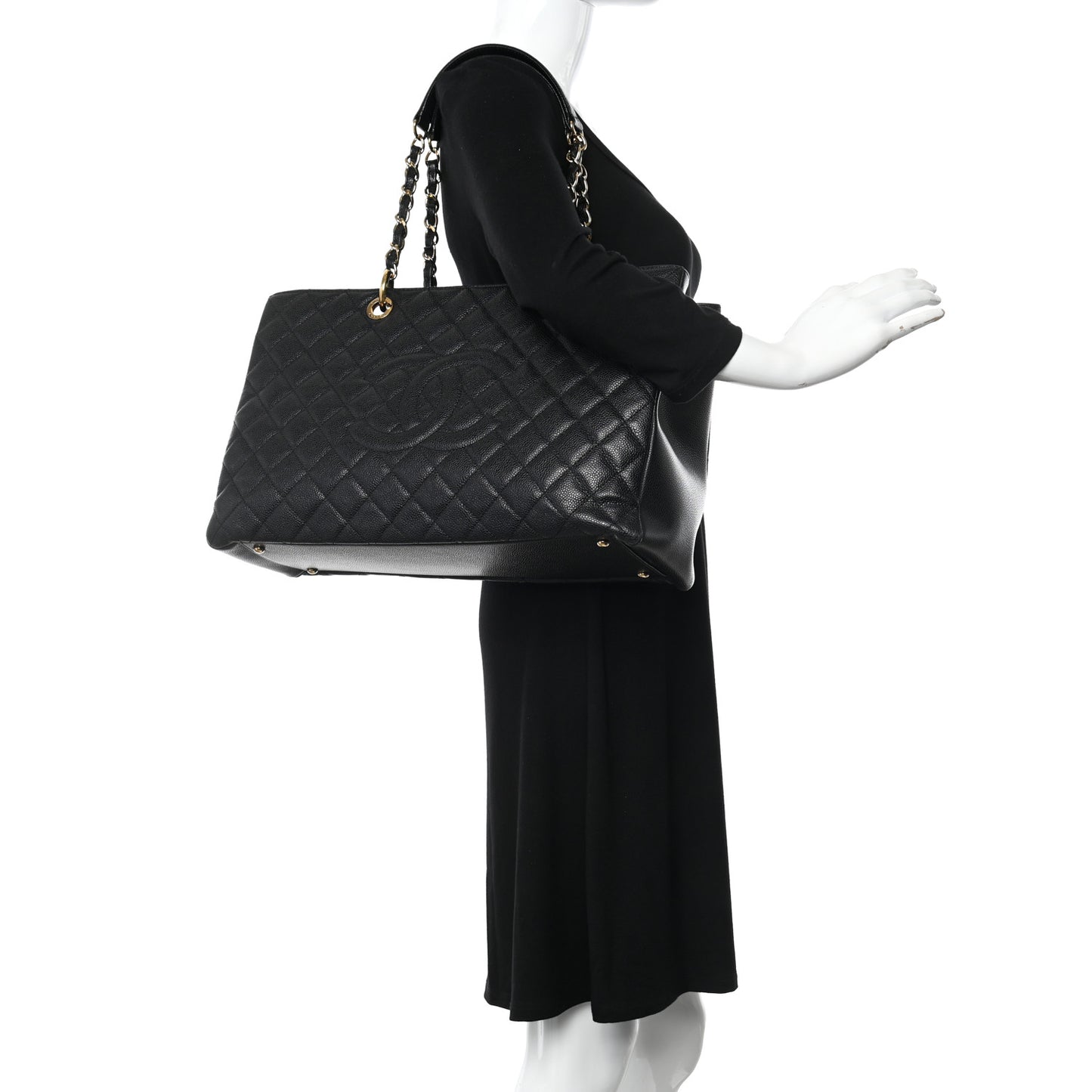 Caviar Quilted XL Grand Shopping Tote GST Black