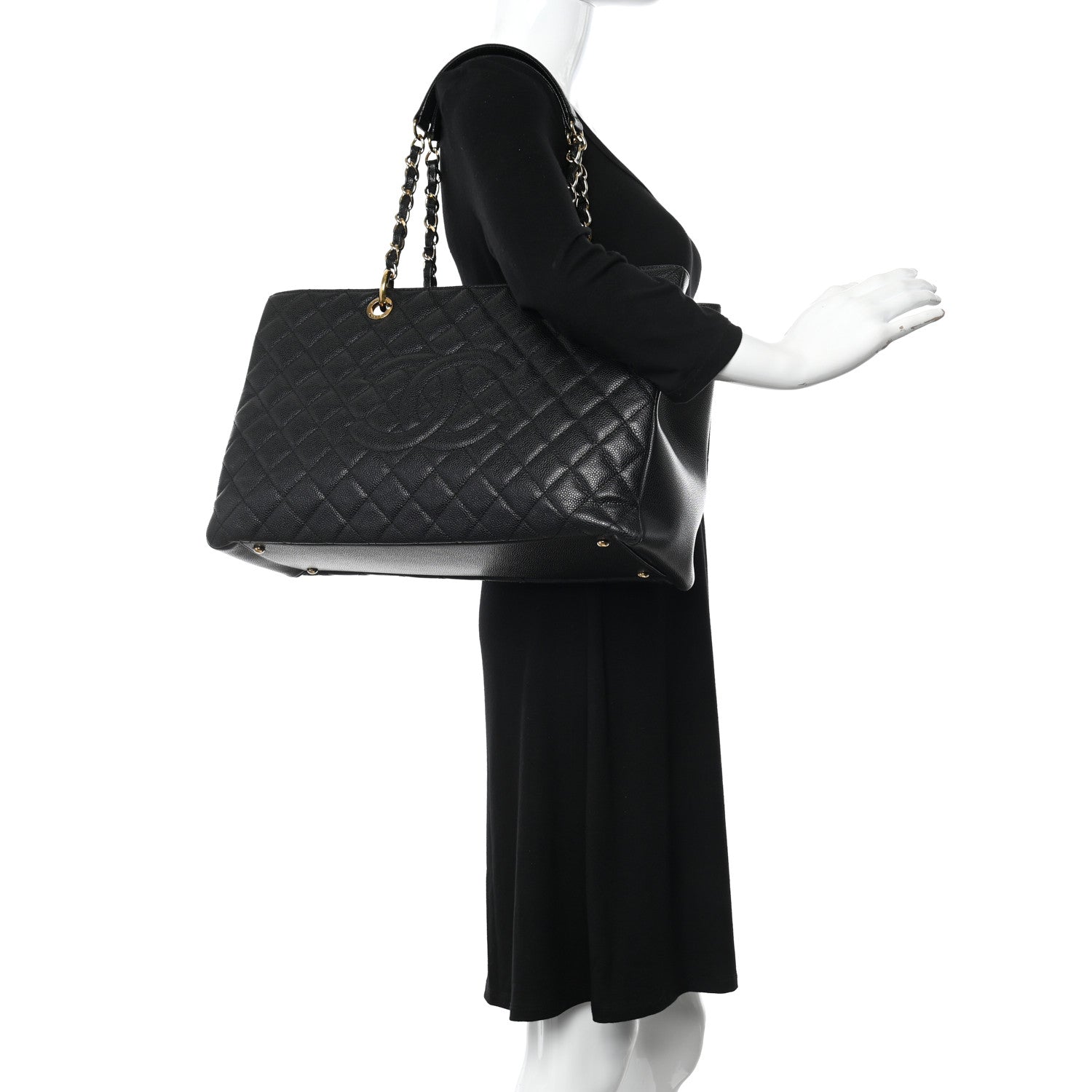 Chanel Caviar Quilted XL Grand Shopping Tote GST Black 2 of 14