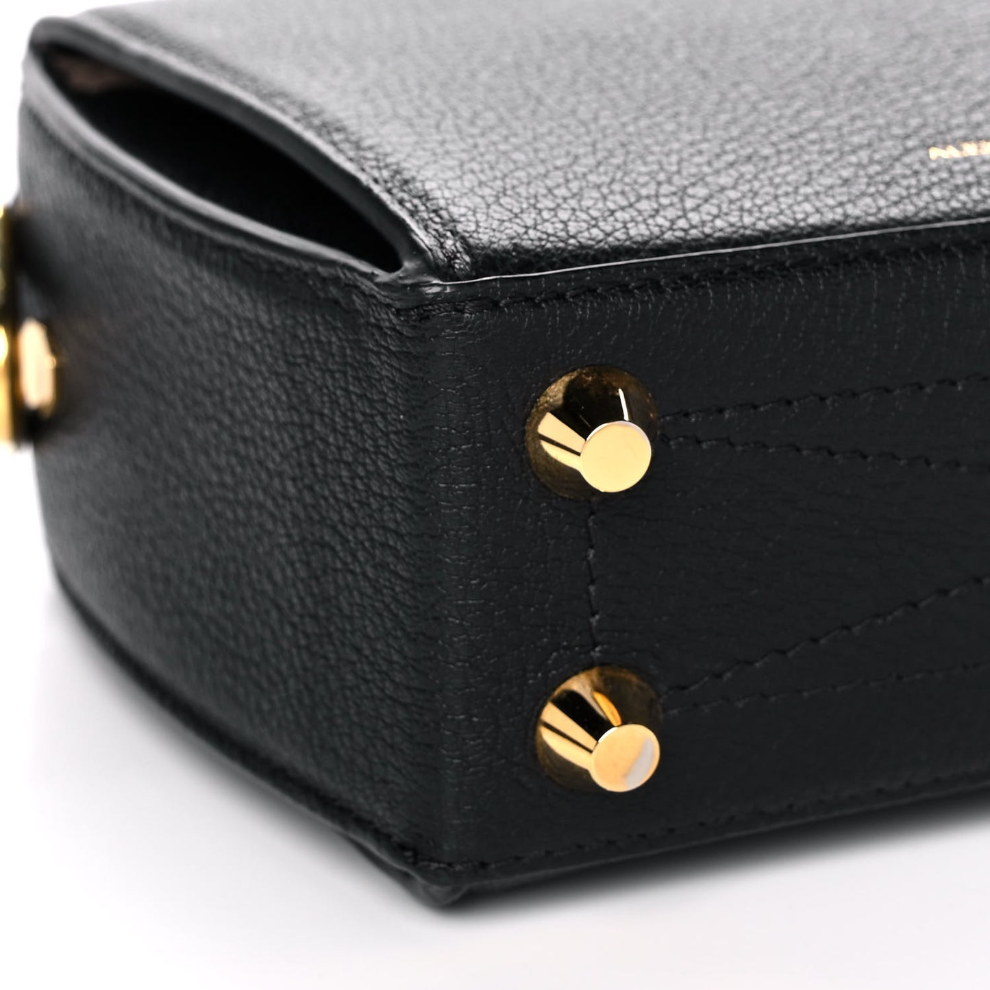 Silky Amish Grained Goatskin Box Shoulder Bag 16 Black