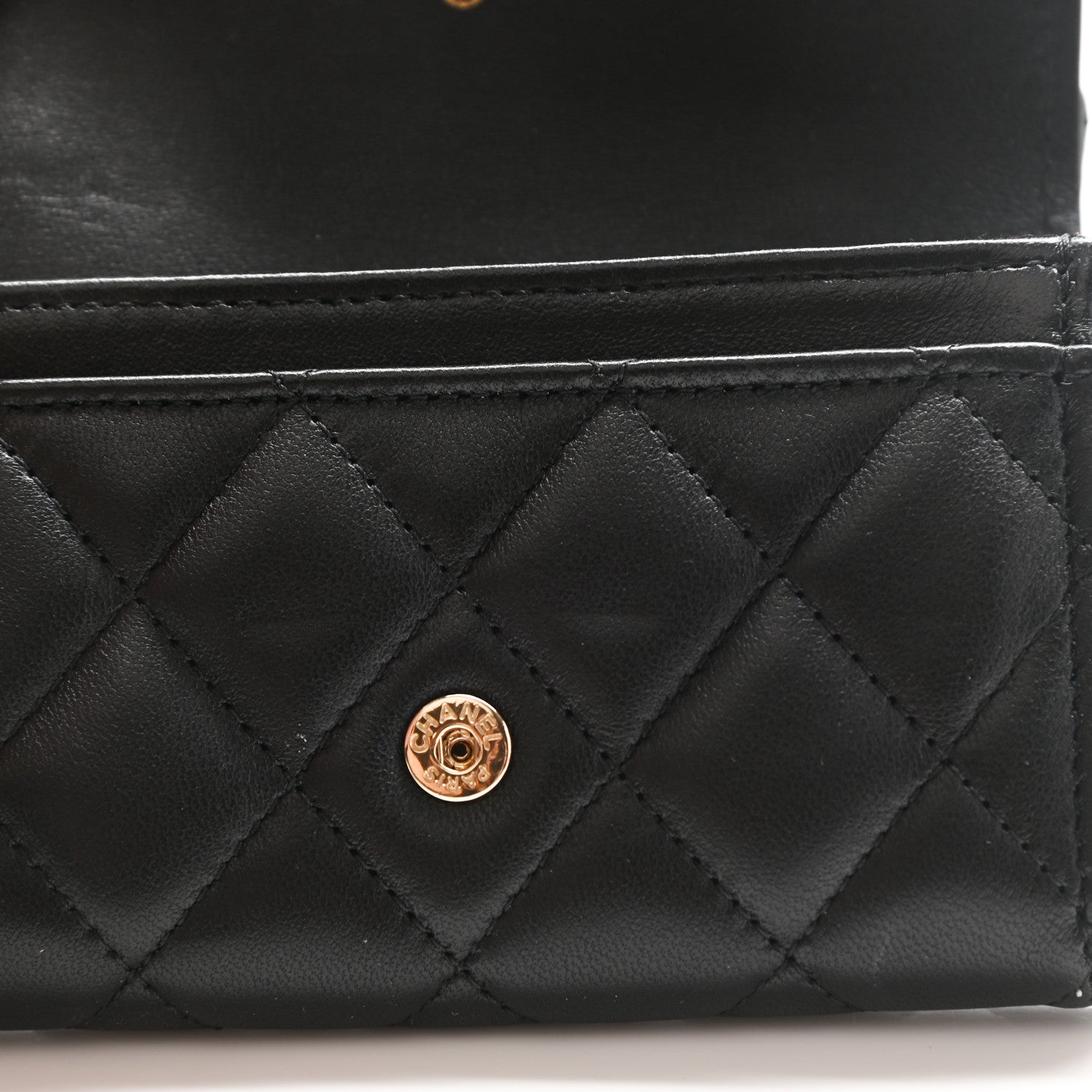 Chanel Lambskin Quilted Flap Card Holder Wallet Black 10 of 11