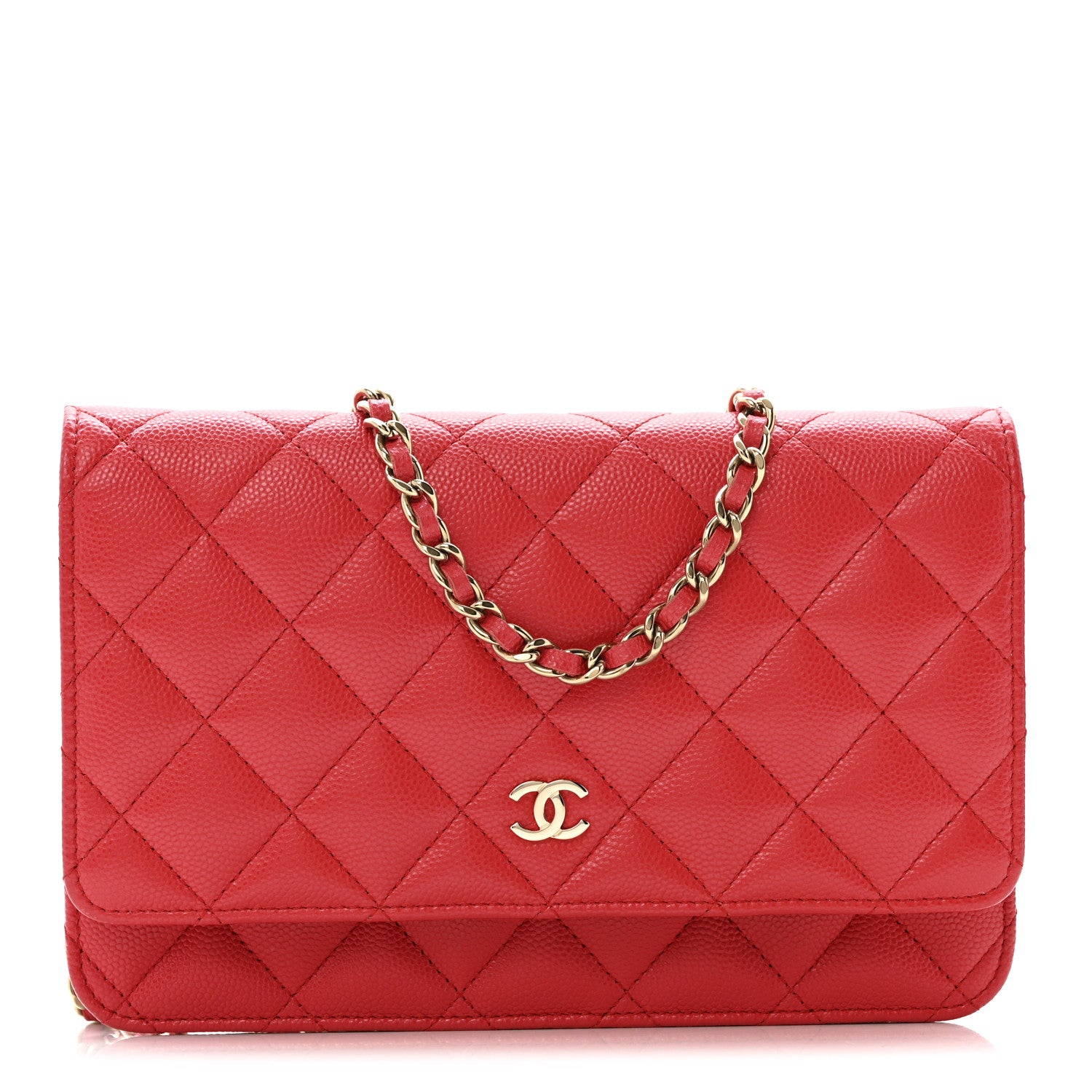 Chanel Caviar Quilted Wallet on Chain WOC Red 1 of 13