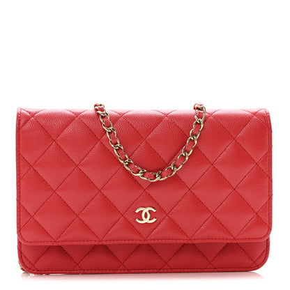 Chanel Caviar Quilted Wallet on Chain WOC Red 1 of 13