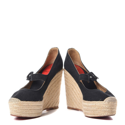 Christian Louboutin Canvas Mallorca Espadrille Wedges 40 Black 5 of 15