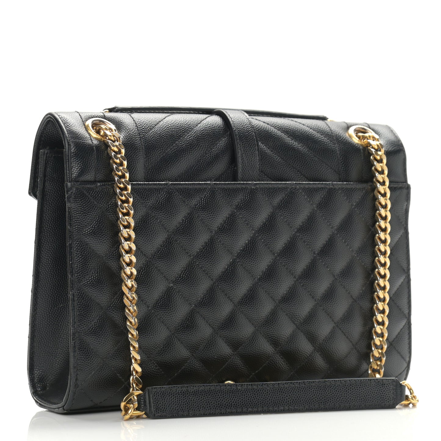 Grain De Poudre Textured Mixed Matelasse Triquilt Medium Monogram Satchel Black