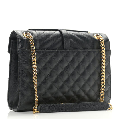 Saint Laurent Grain De Poudre Textured Mixed Matelasse Triquilt Medium Monogram Satchel Black 3 of 13