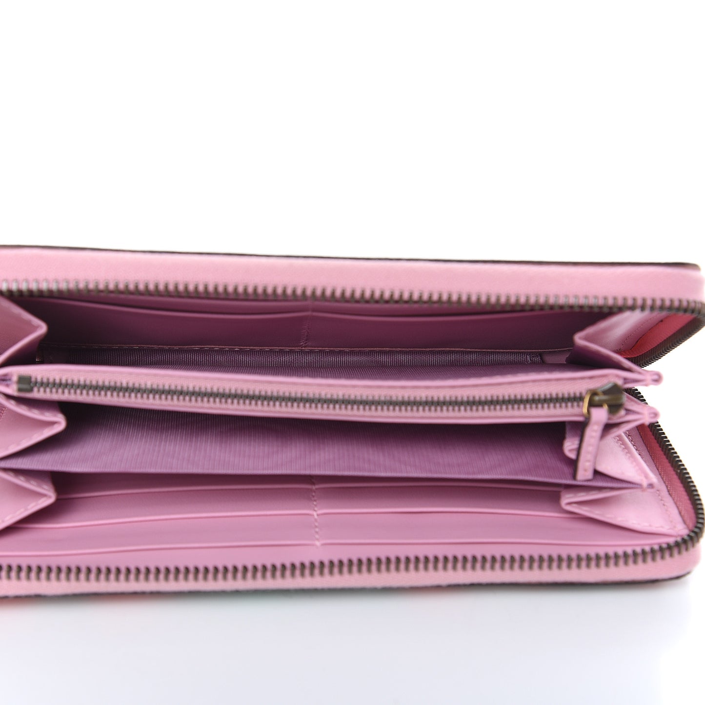 GG Supreme Monogram Strawberry Zip Around Wallet Light Pink