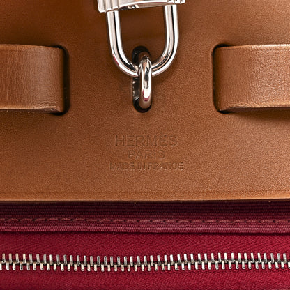 Hermes Vache Hunter Toile Herbag Zip 31 PM Rouge Grenat Natural 7 of 11