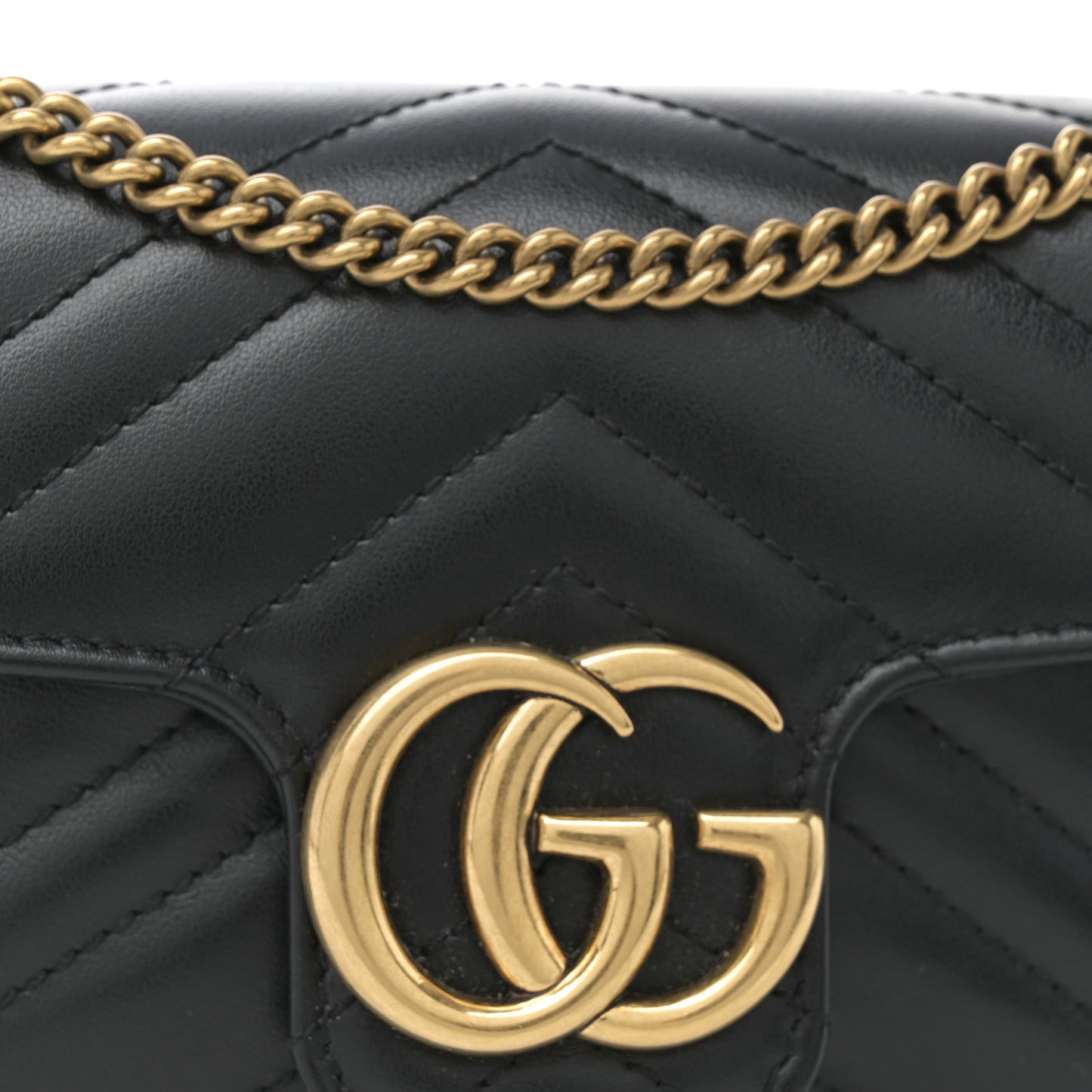 Calfskin Matelasse Super Mini GG Marmont Shoulder Bag Black