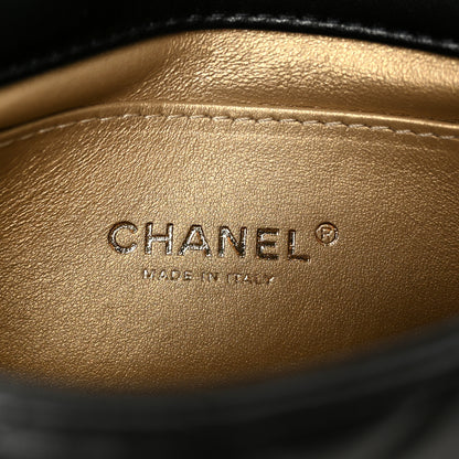 Chanel Shiny Lambskin Quilted Mini Pearl Logo Flap Black 6 of 10