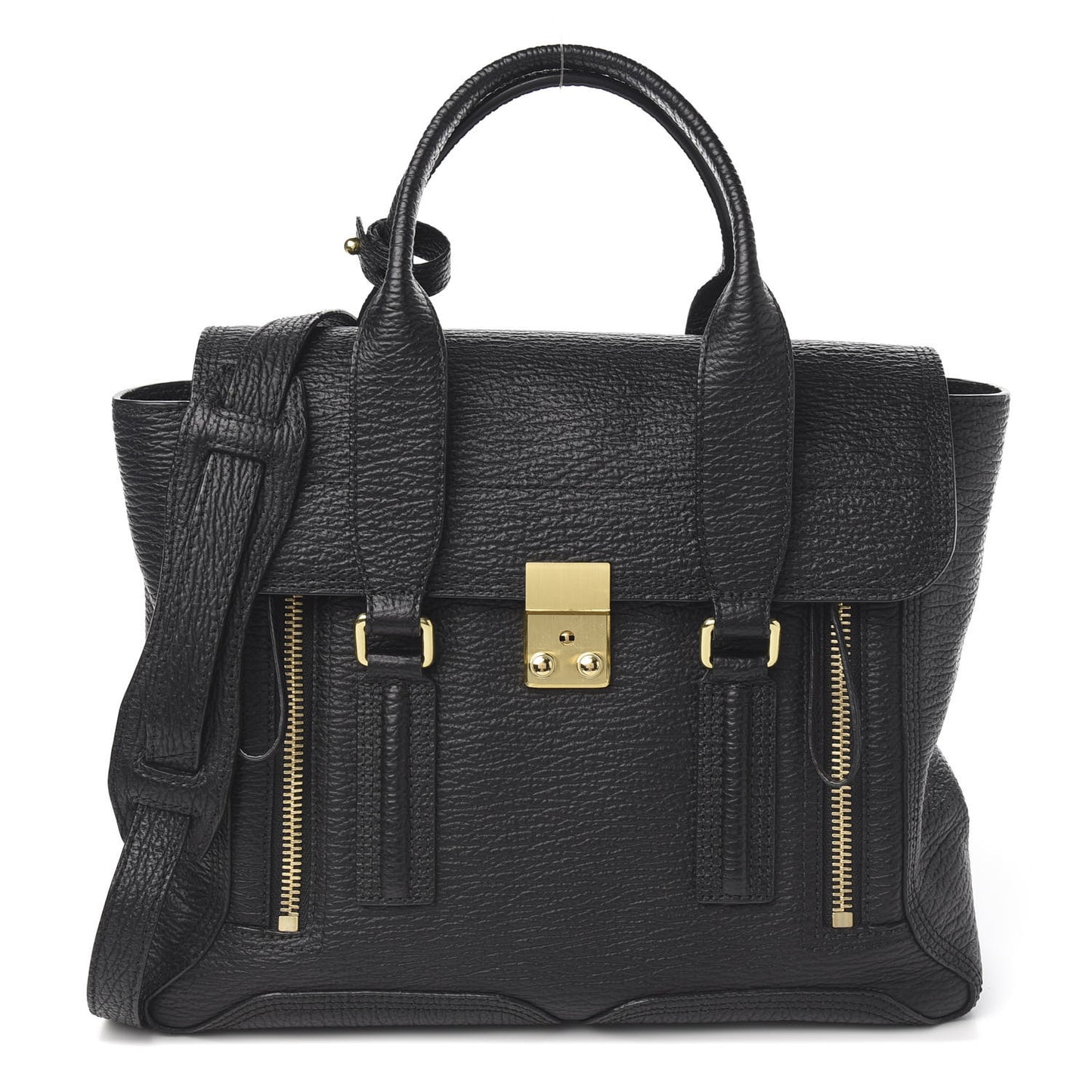 3.1 Textured Calfskin Medium Pashli Satchel Black