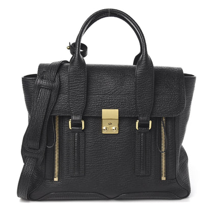 3.1 Phillip Lim 3.1 Textured Calfskin Medium Pashli Satchel Black 1 of 9