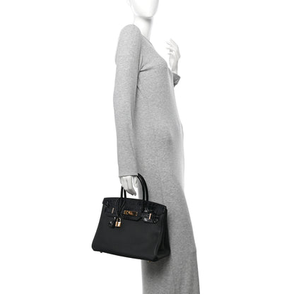 Hermes Togo Shiny Niloticus Crocodile Birkin Touch 30 Black 2 of 10