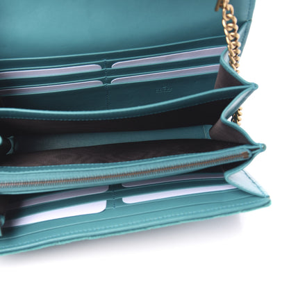 Gucci Velvet Matelasse GG Marmont Chain Wallet Pavone Cyan 4 of 9