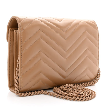 Gucci Calfskin Matelasse Monochrome GG Marmont Chain Wallet Camelia 3 of 14
