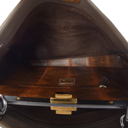 Fendi Vitello Saddle Ayers Large Peekaboo Iconic Satchel Argilla Saddle 6 of 23