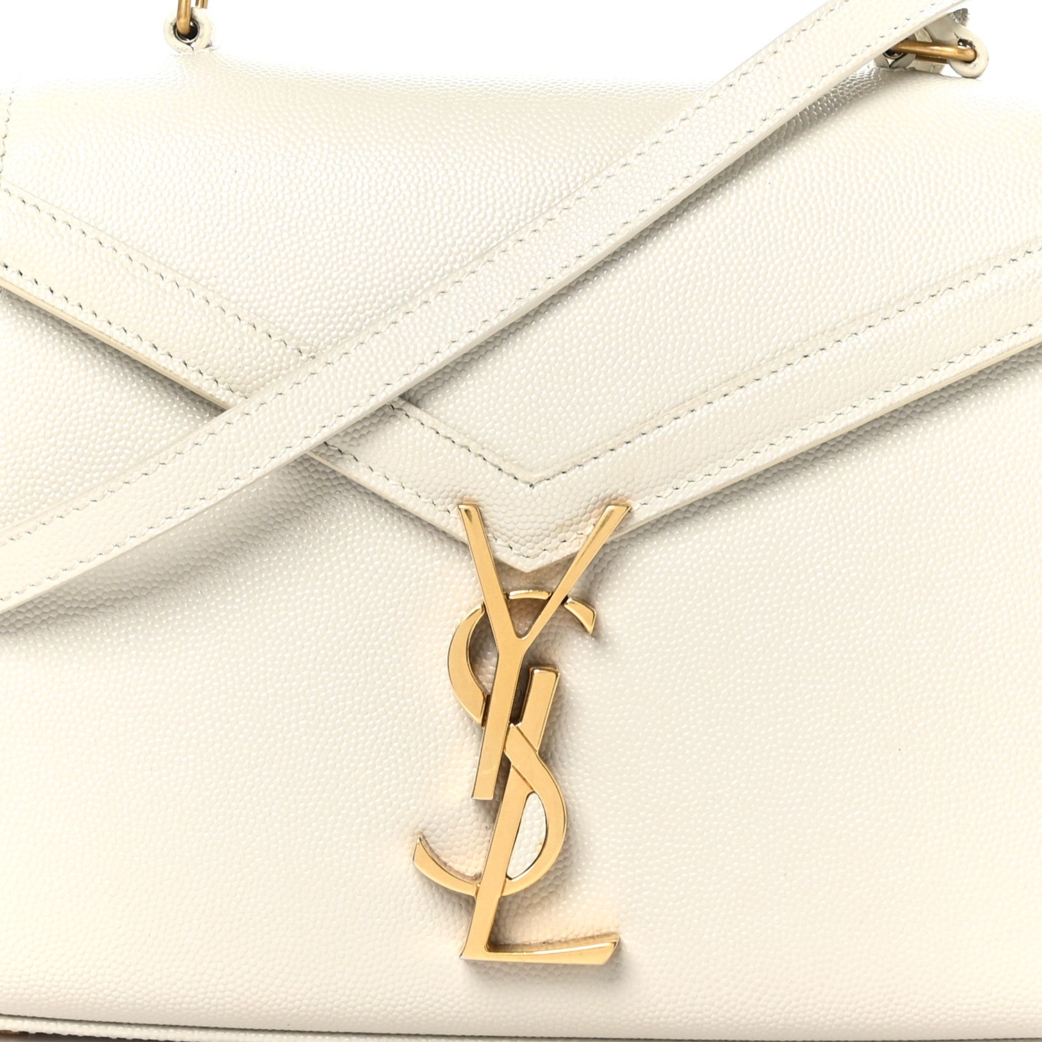 Saint Laurent Grain de Poudre Mini Classic Monogram Cassandra Top Handle Vintage White 8 of 11
