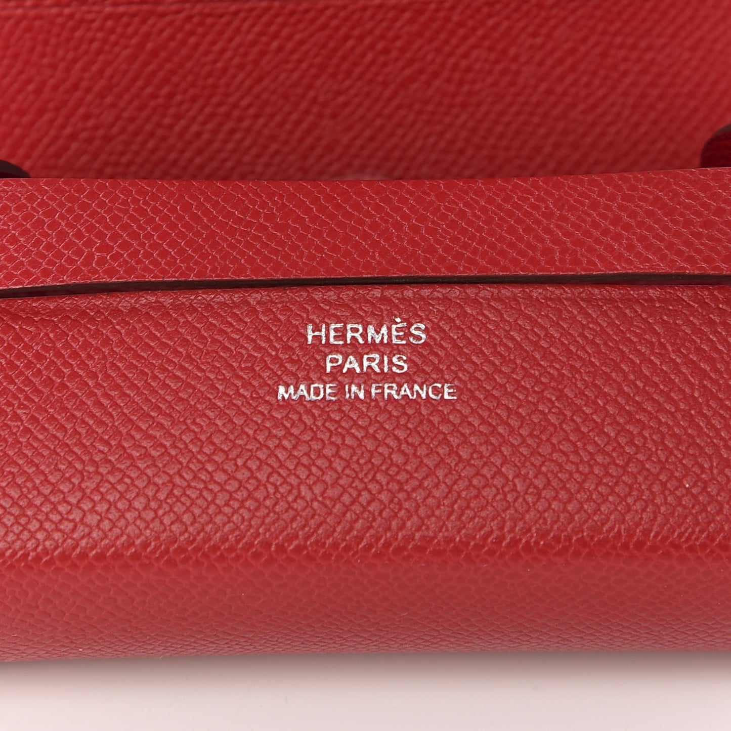 Grained Madame Calfskin Lipstick Case with Mirror Rouge Piment