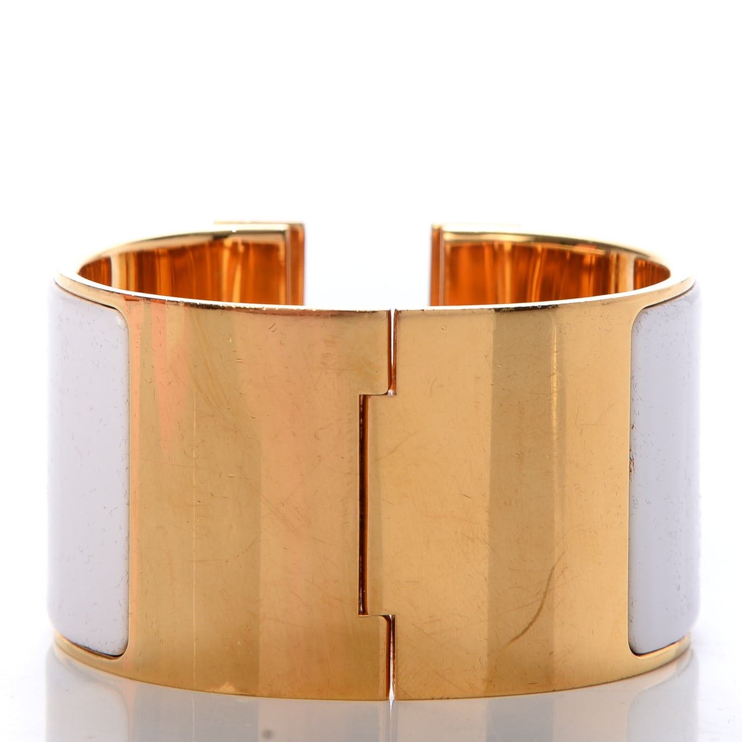 Enamel Extra Wide Clic Clac H Bracelet PM White