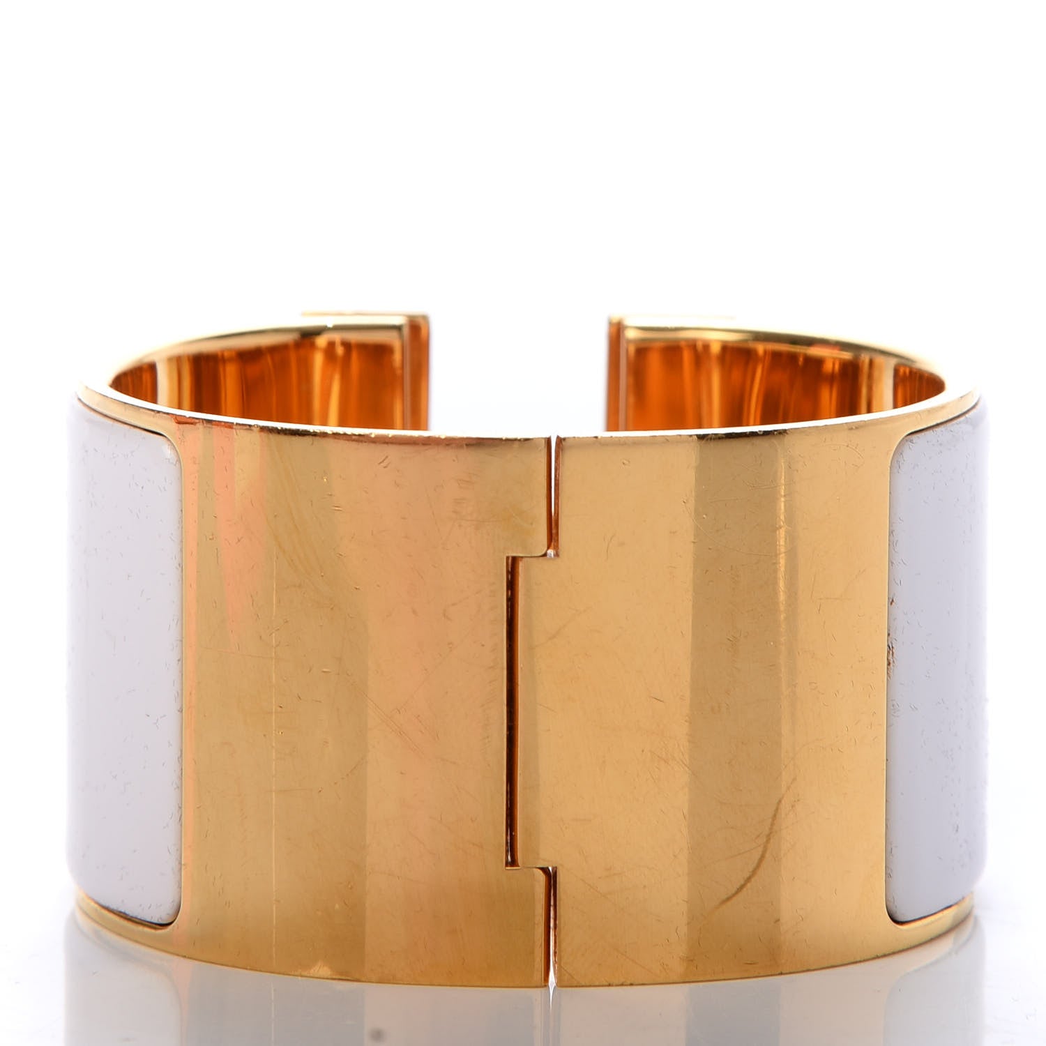 Hermes Enamel Extra Wide Clic Clac H Bracelet PM White 3 of 5