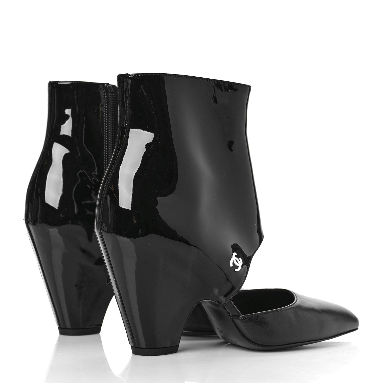 Chanel Patent Calfskin Short Ankle Boots 36.5 Black 4 of 8