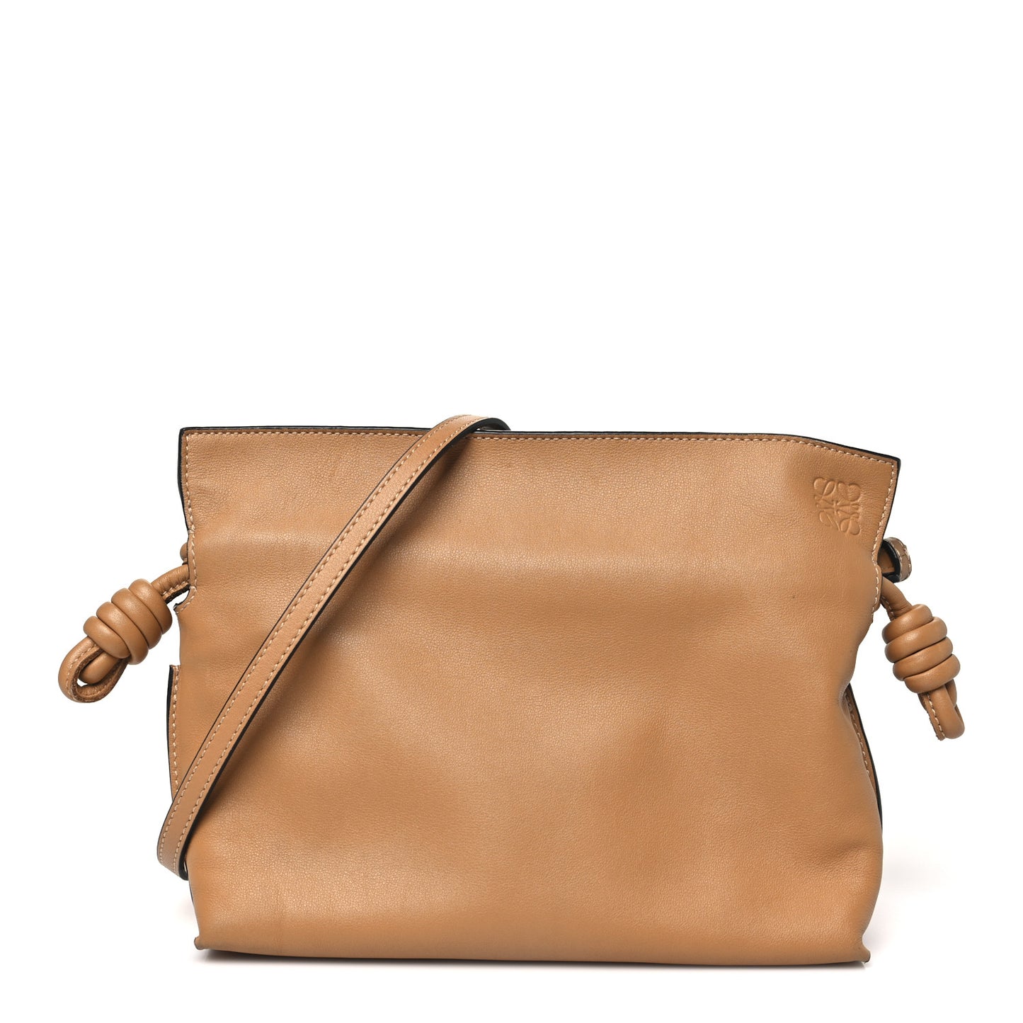 Calfskin Mini Flamenco Knot Clutch Warm Desert