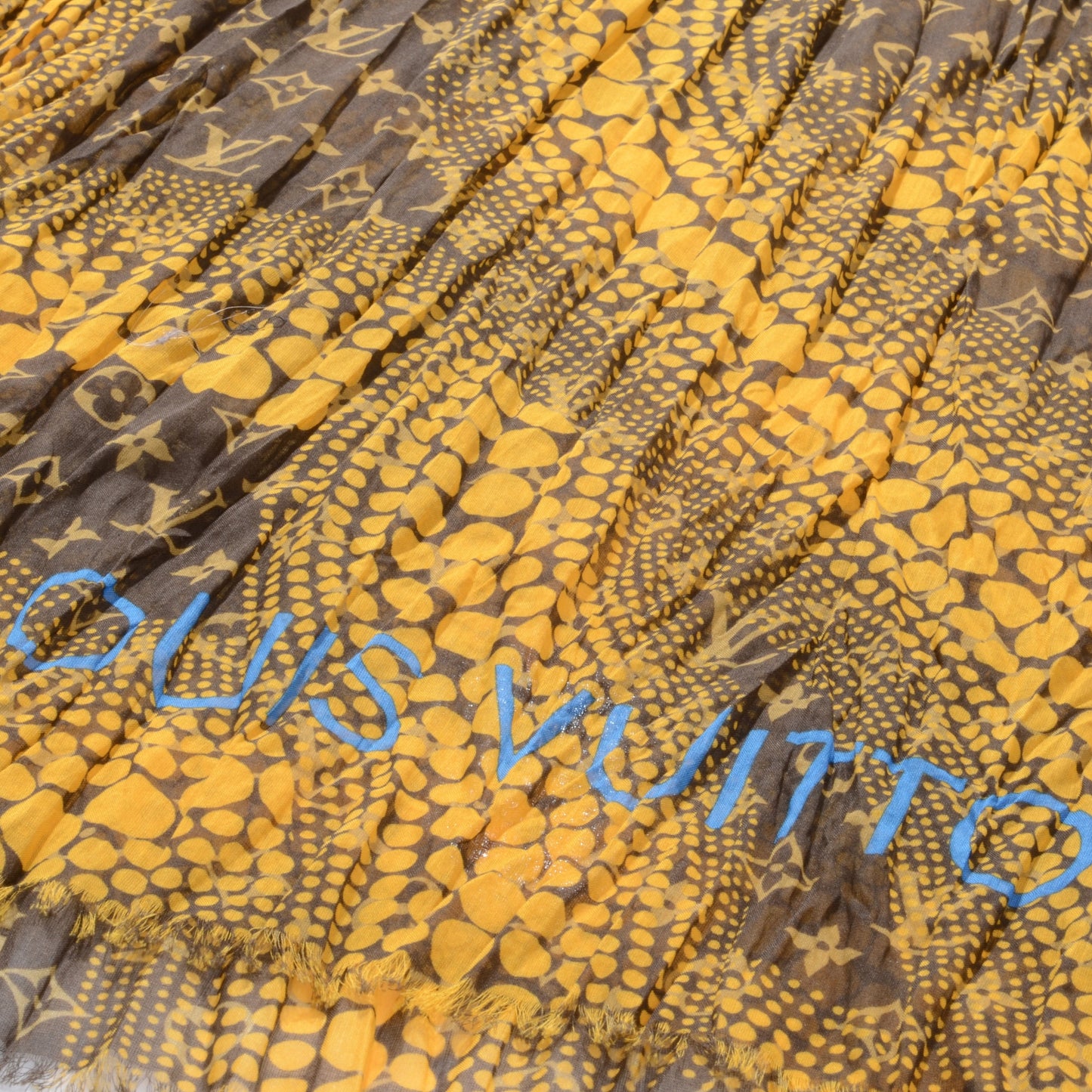 Cotton Monogram Kusama Infinity Dots Pareo Scarf Yellow