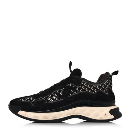 Chanel Suede Calfskin Embroidered CC Sneakers 40 Black 1 of 8