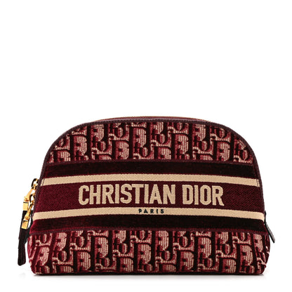 Christian Dior Velvet Oblique Cosmetic Pouch Burgundy 1 of 6