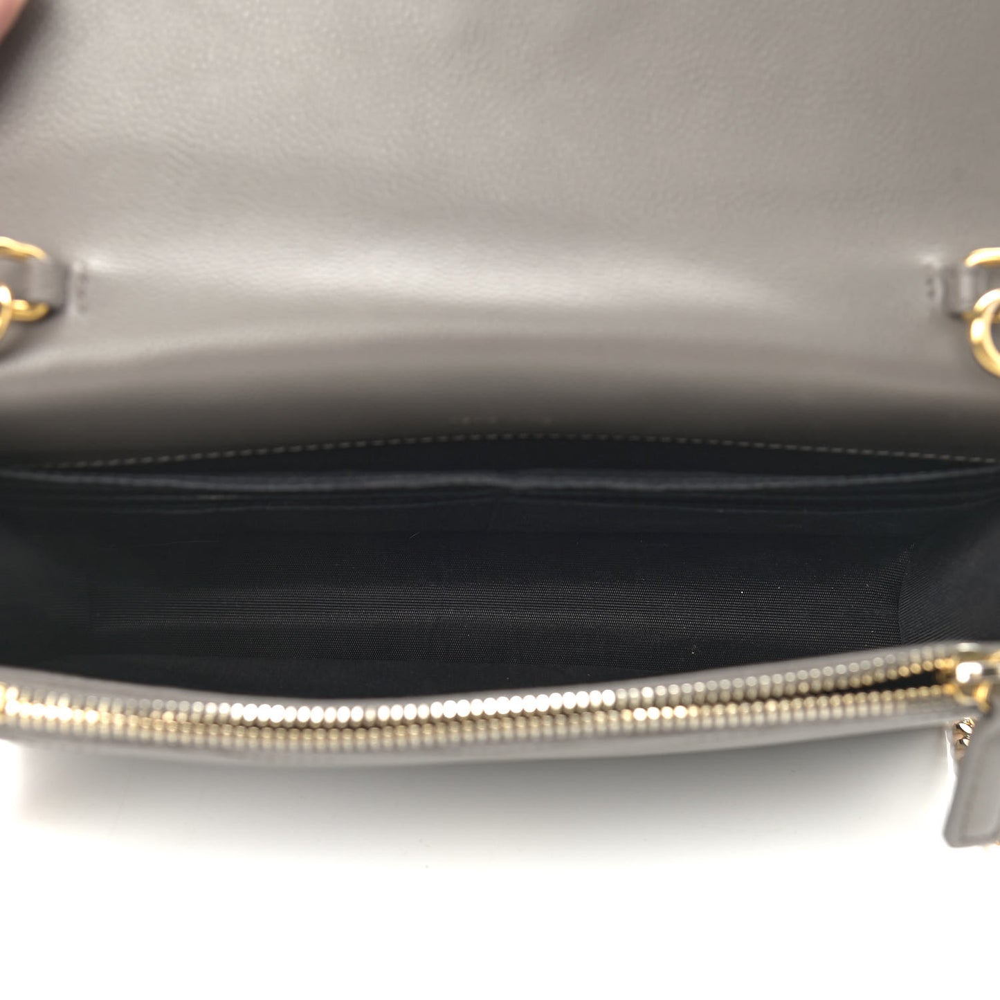 Grain De Poudre Matelasse Chevron Monogram Envelope Chain Wallet Coal