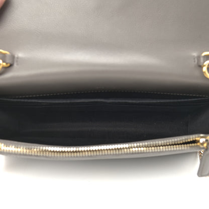 Saint Laurent Grain De Poudre Matelasse Chevron Monogram Envelope Chain Wallet Coal 5 of 15