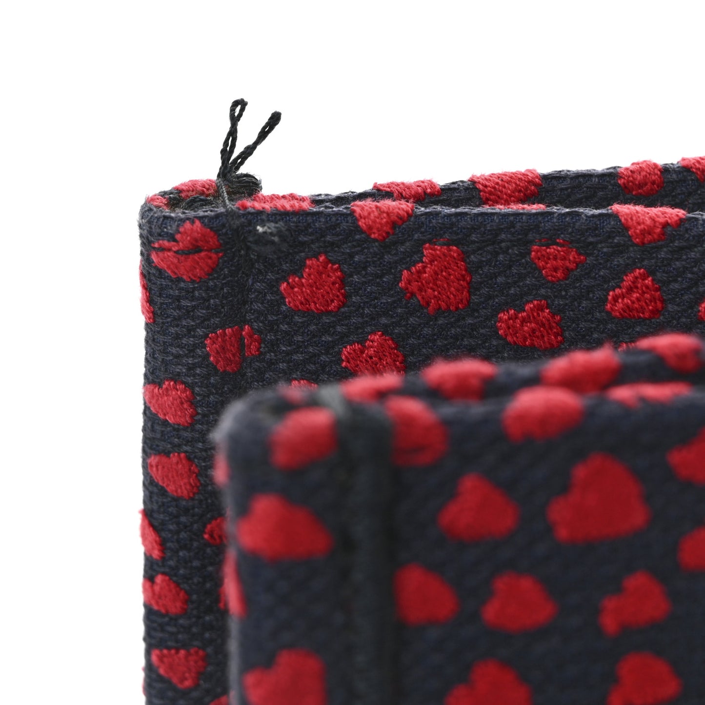 Canvas Embroidered Pop Heart I Love Paris Medium Book Tote Red Multicolor