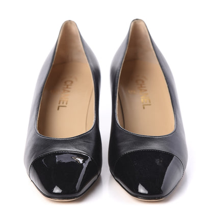 Chanel Lambskin Patent CC Cap Toe Pumps 39 Black 2 of 10