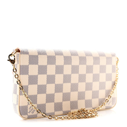Louis Vuitton Damier Azur Pochette Felicie Chain Wallet Rose Ballerine 4 of 11