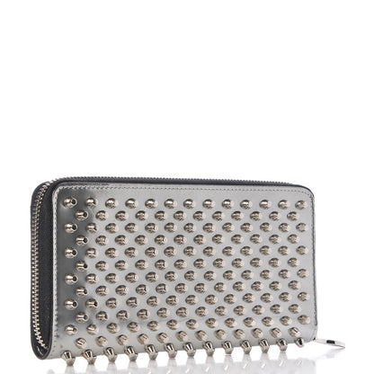 Christian Louboutin Metallic Specchio Panettone Spiked Zip Around Wallet Silver 3 of 9