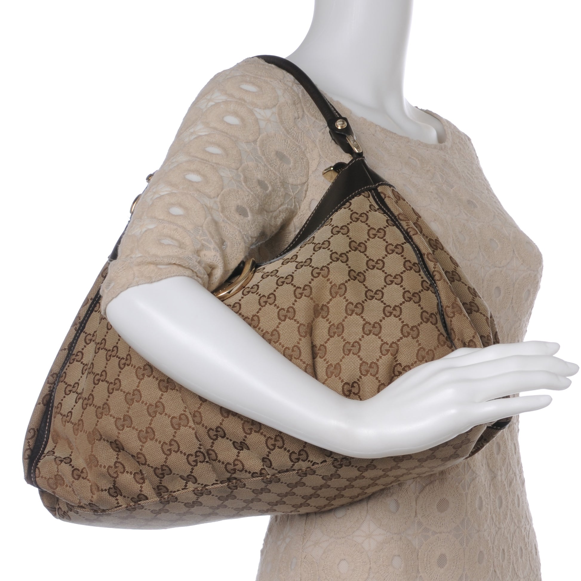 Gucci Monogram Large D Gold Hobo Ebony 2 of 7