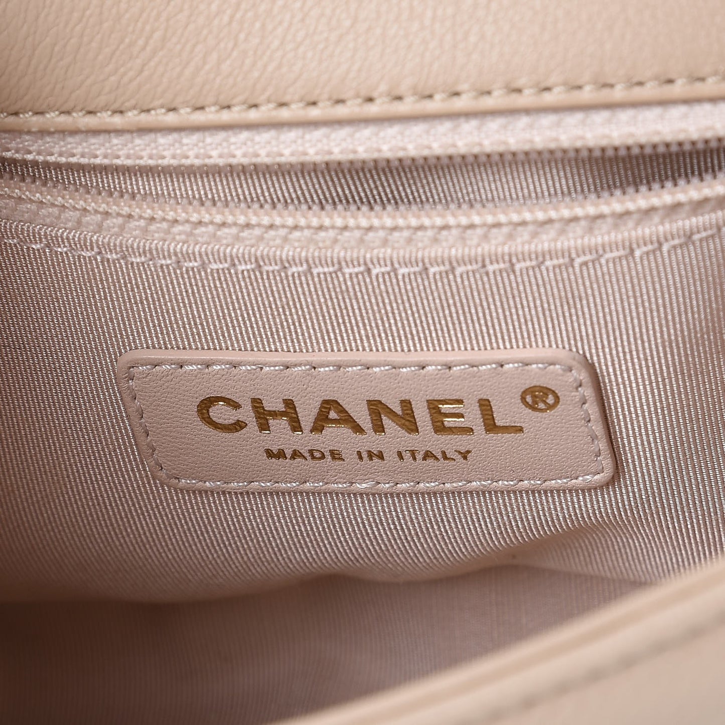 Caviar Quilted Small Studded Flap Beige
