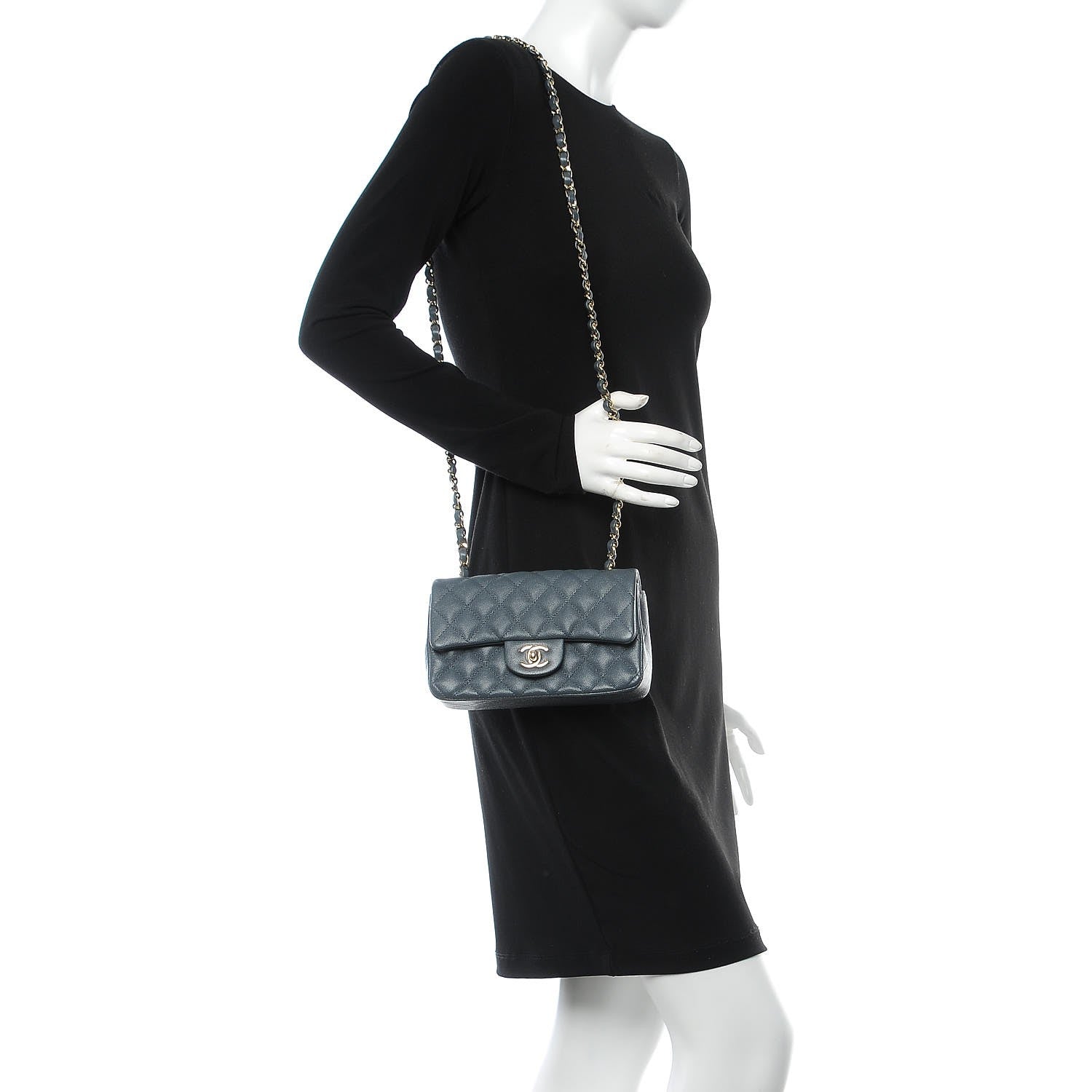 Chanel Caviar Quilted Mini Rectangular Flap Dark Grey 2 of 8