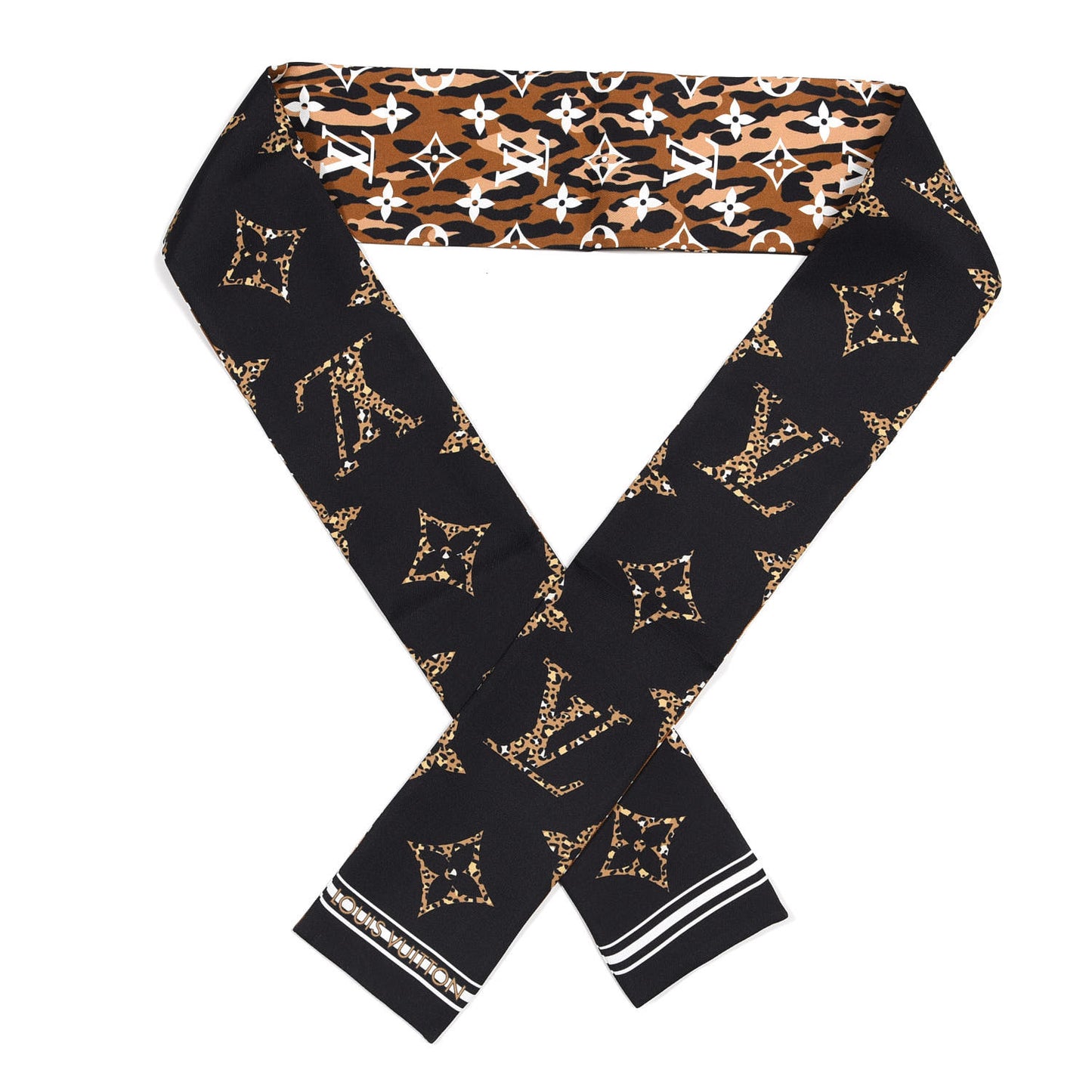 Silk Monogram Giant Jungle Bandeau Black