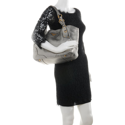 Prada Vitello Daino Shoulder Bag Acciaio 2 of 9