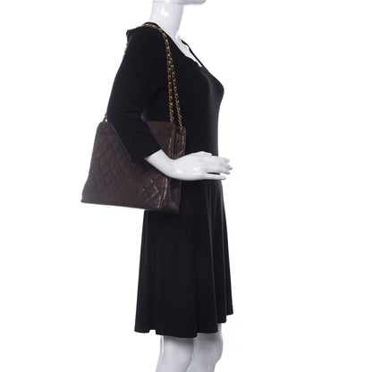 Chanel Lambskin Quilted Shopping Tote Dark Brown 2 of 15