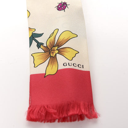 Gucci Silk Twill Flora Neck Bow White Multicolor 4 of 4