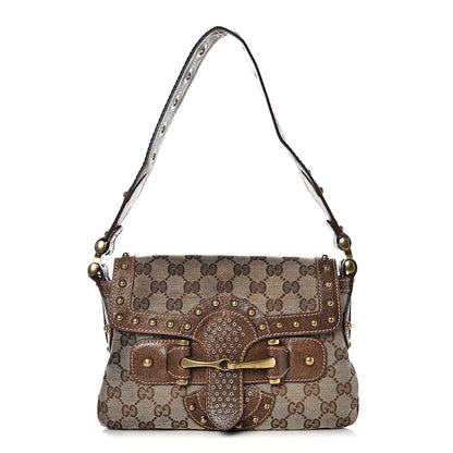 Gucci Monogram Studded Pelham Runway Flap Bag Brown 1 of 13